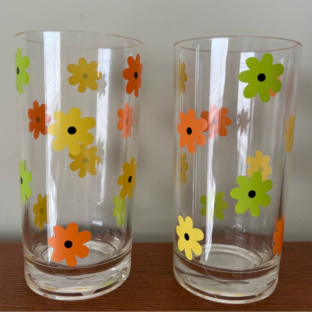 Target 2003 Summerville 2 Plastic Tumblers with Floral Design Retro Mod New